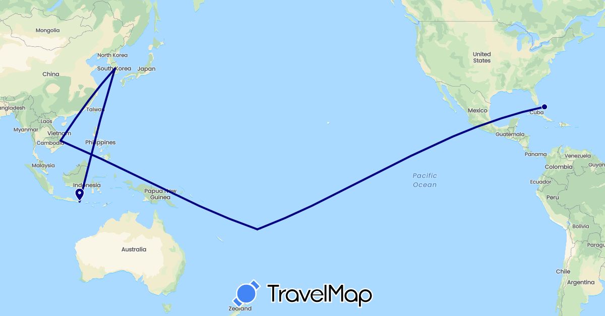 TravelMap itinerary: driving in Bahamas, Fiji, Indonesia, South Korea, Vietnam (Asia, North America, Oceania)